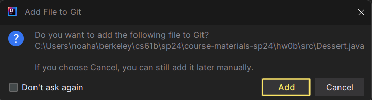 新建 Java 类 Git