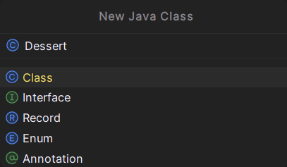新建 Java 类弹窗
